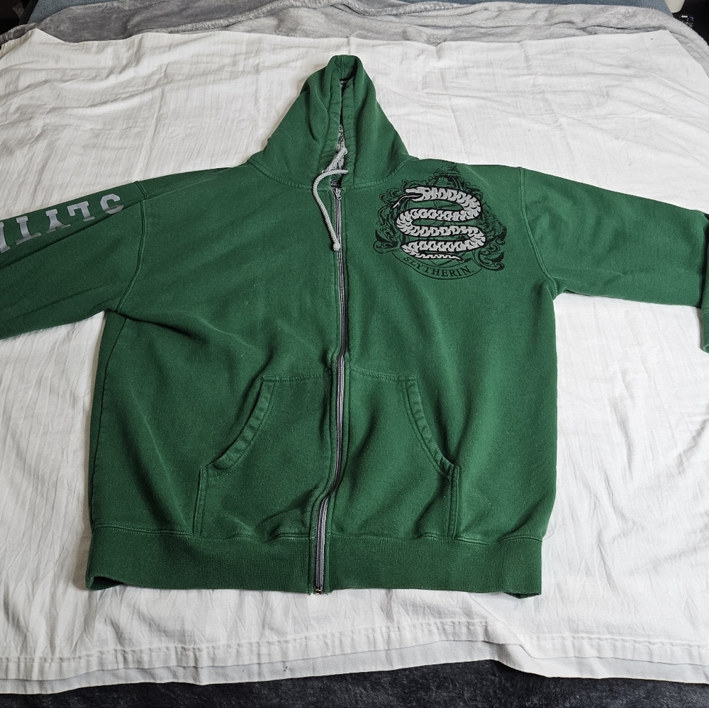 Green Full-Zip Hooded Sweatshirt with Slytherin Crest